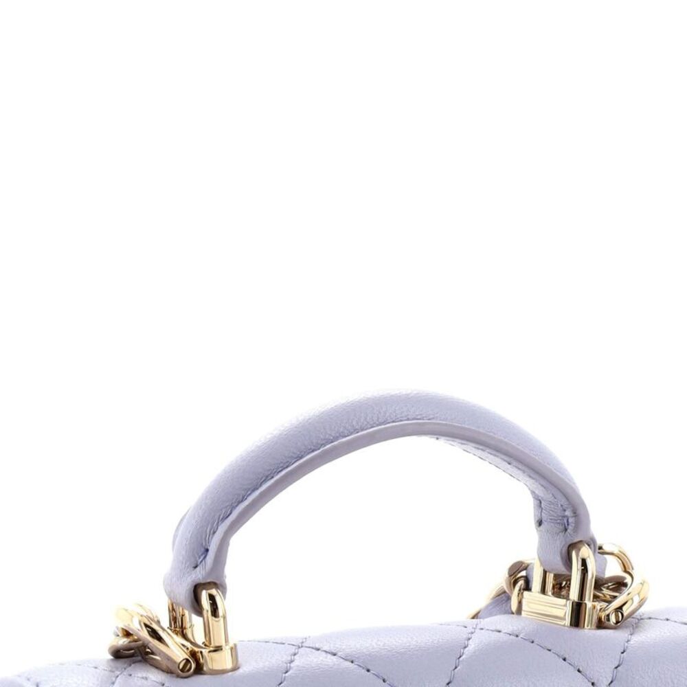 Chanel Top Handle Flap Coin Purse with Chain Quilted Lambskin Purple - Picture 7 of 9